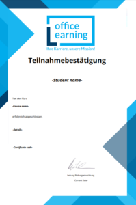 Ihre Teilnahmebestätigung für Ihren Onlinekurs auf officelearning.de